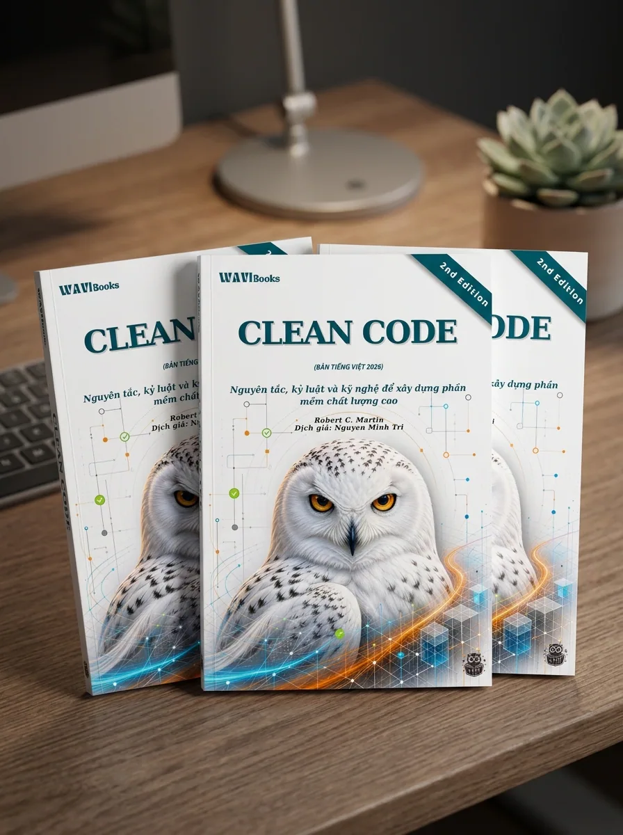 Trang minh họa sách Clean Code bản tiếng Việt Wavi Books cho chủ đề Spec-Driven Development và AI coding agent